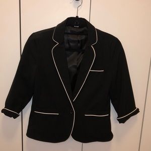 Black blazer with white trim